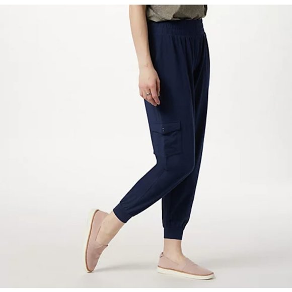 AnyBody Pants - AnyBody Tall Cozy Knit Cargo Jogger Pant NAVY 11753